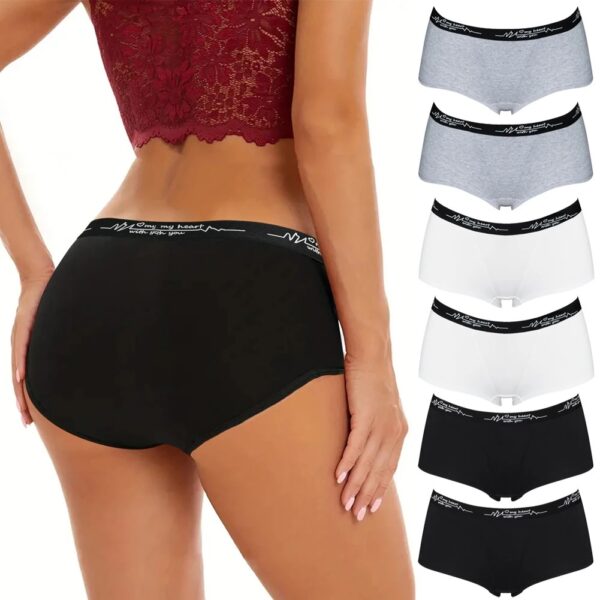 6 Pcs Cotton Boyshort Underwear for Women - Image 2